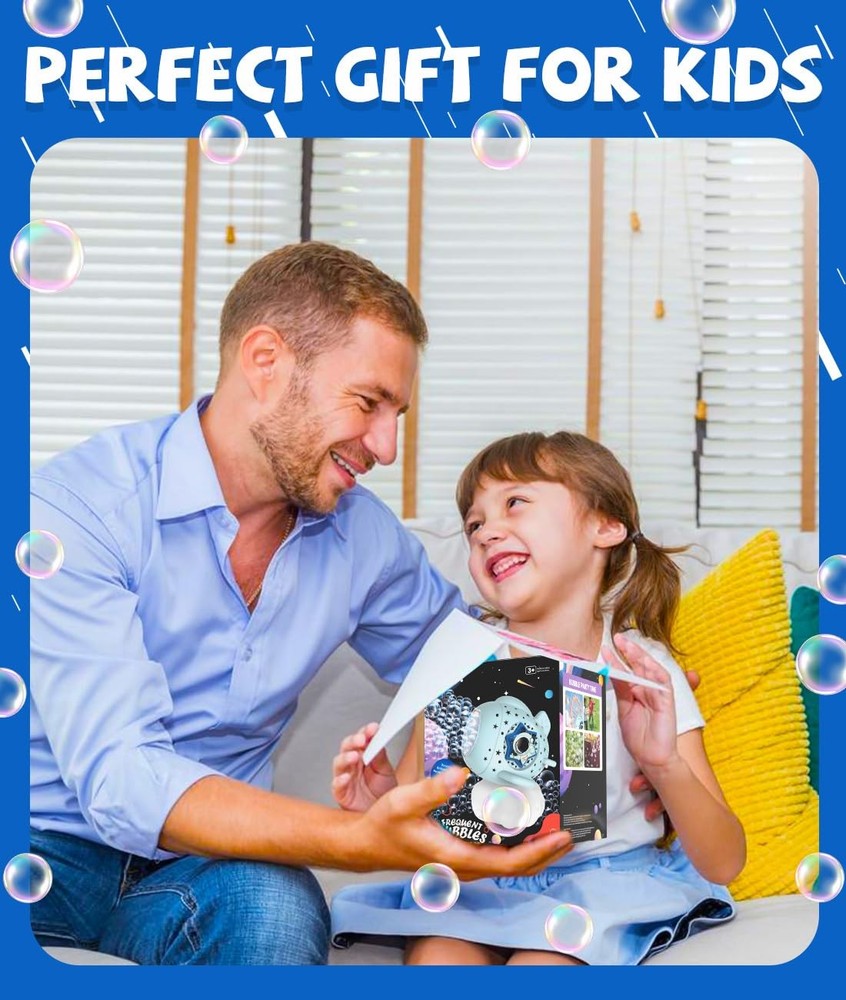 Bubble Machine - Bubble Maker for Kids with Larger Bubbles Design, USB-C Rech...