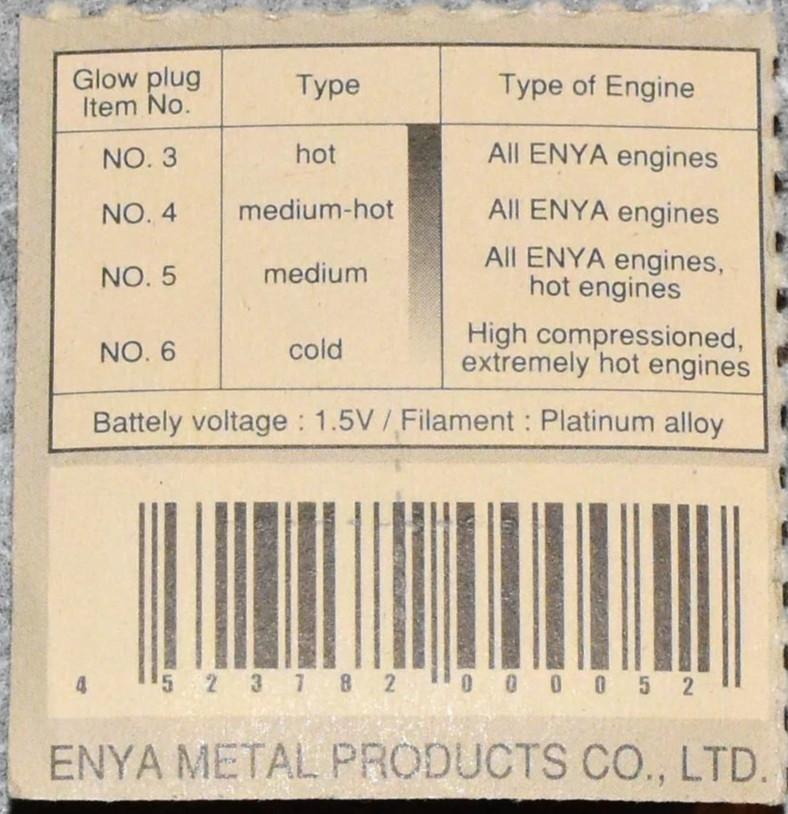 Enya #5 Medium Heat Nitro Glow Plug New