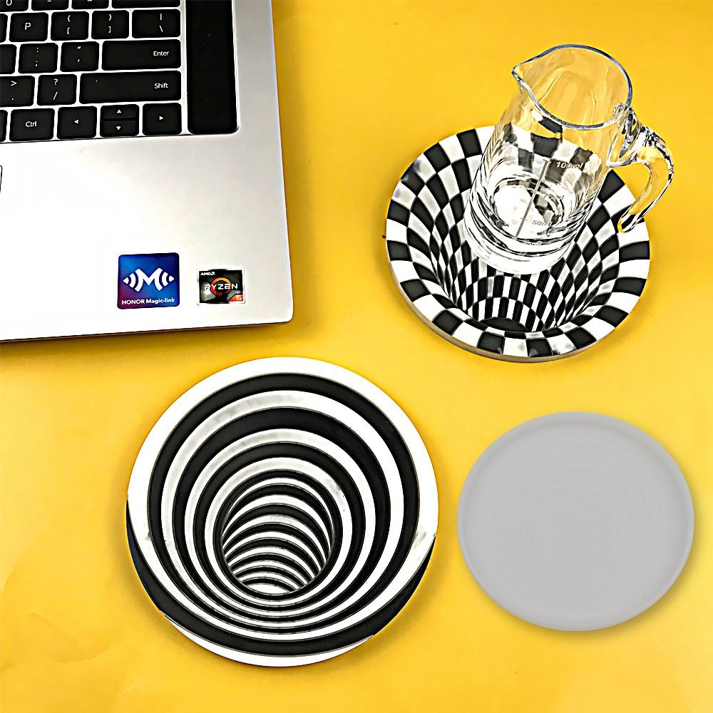Vision Trap Geometric Spiral Pattern Coaster Molds TL