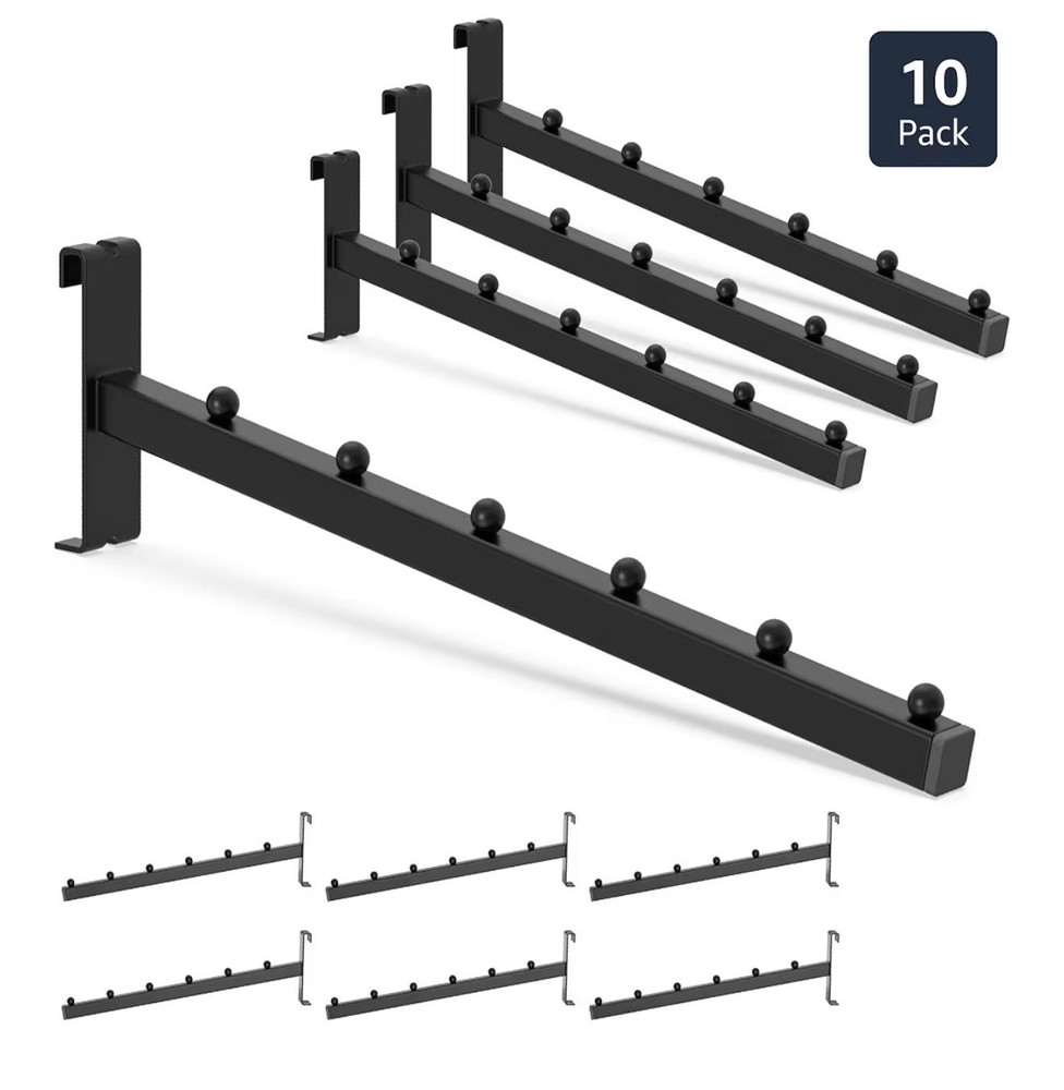 6 Ball Gridwall Waterfall Hooks, 10 Pack, Black Powder-Coated, Plastic Covere...