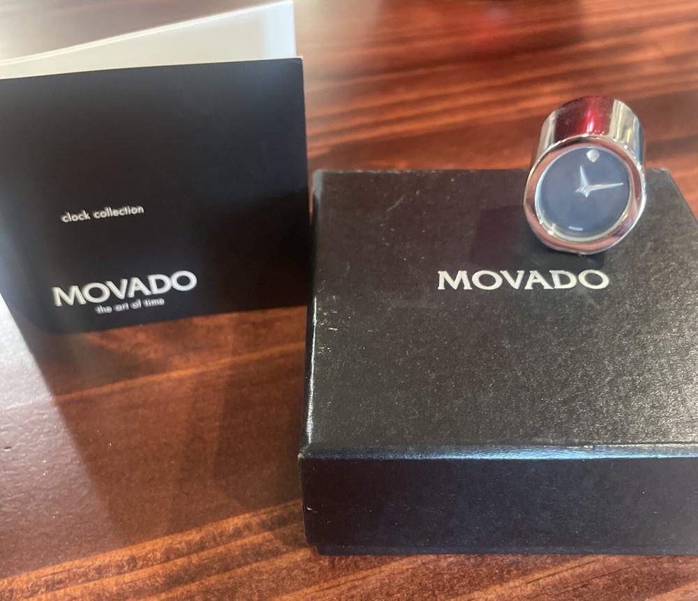 MOVADO MINIATURE STAINLESS DESK CLOCK  | COLOR: SILVER