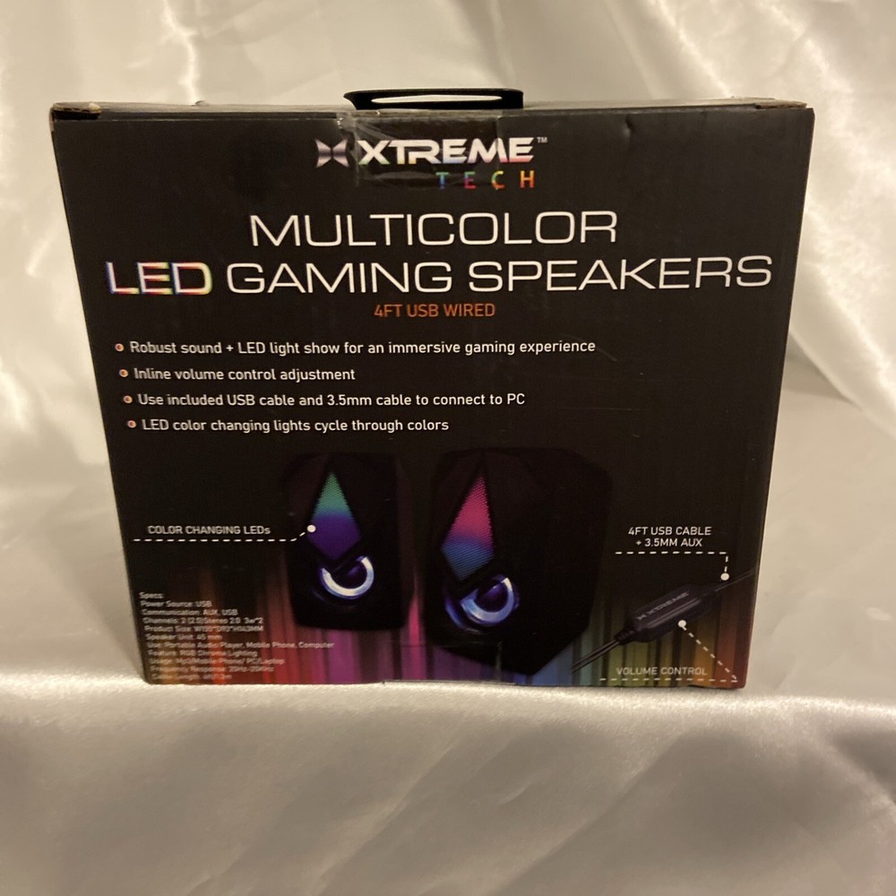 Xtreme Tech. Multicolor LED Gaming Speakers USB Connectivity