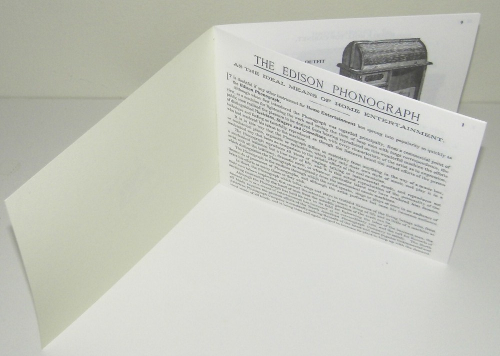 Edison Cylinder Phonograph Catalogue Reproduction