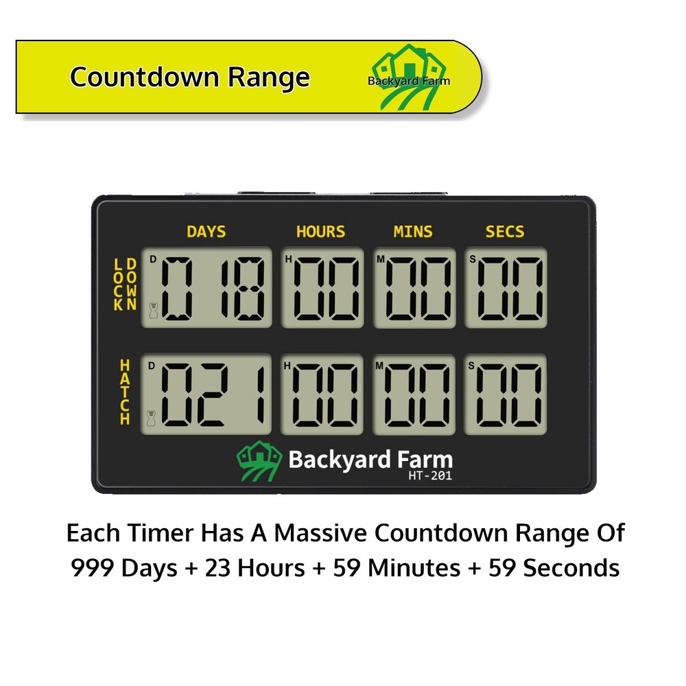 Egg Incubator Dual Countdown Hatch Timer Double Count Down Days Hours Minute Sec