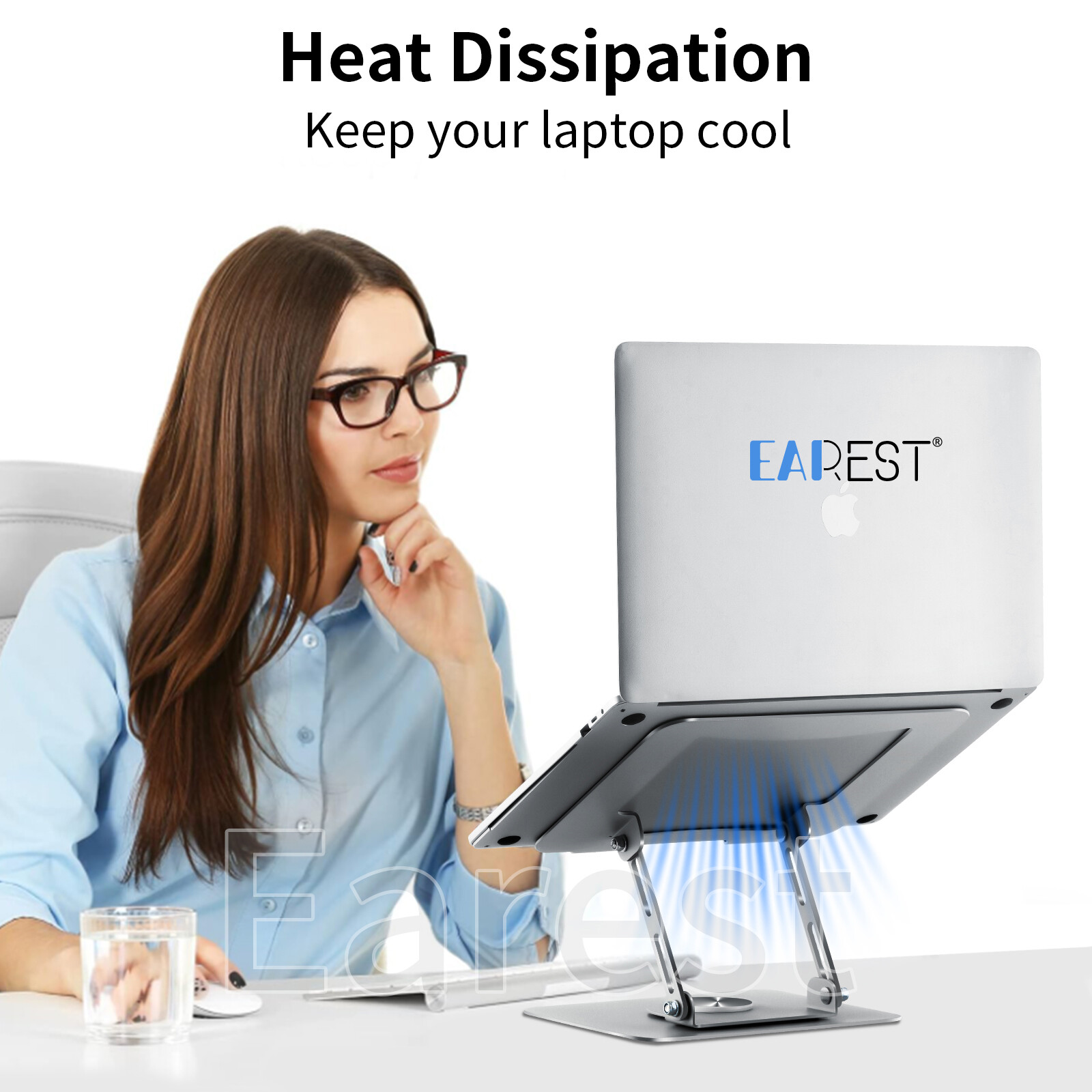 360° Rotating Adjutable Metal Laptop Stand Riser Computer Holder Notebook Desk