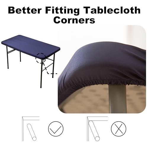 Rectangle Spandex 4 FT Fitted Tablecloth, 48" x 24" (Rectangular) Navy Blue