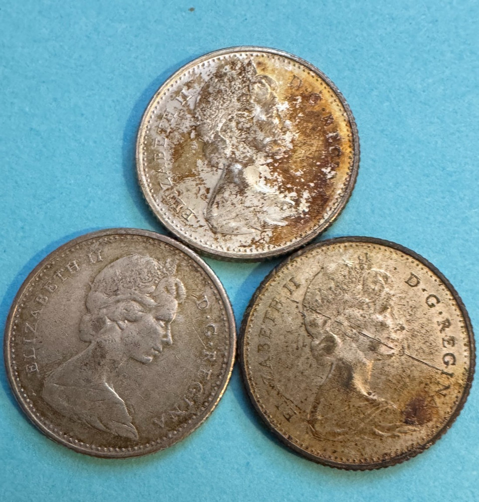 Three - 1968 Canada Dimes / Silver .500