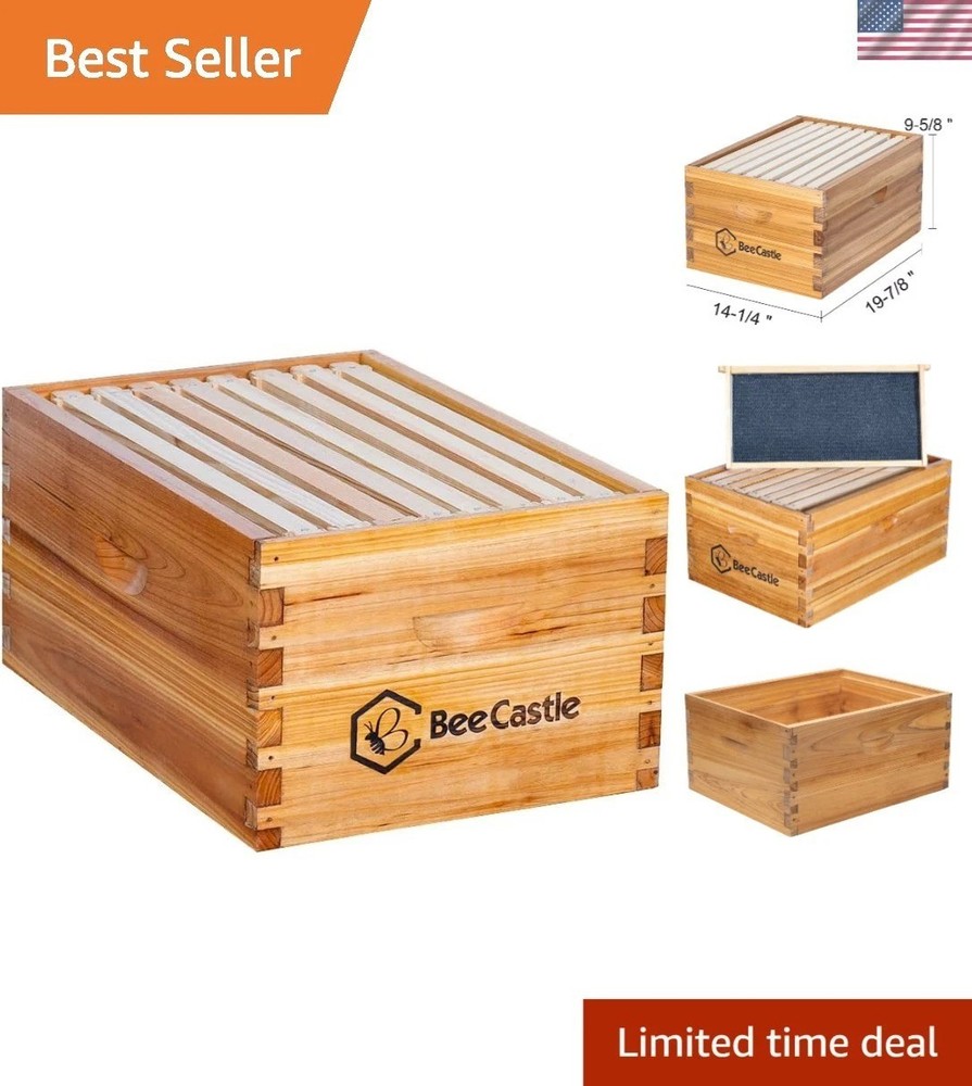 Unassembled 8 Frame Cedar Langstroth Beehive Box - Waterproof and Durable Design