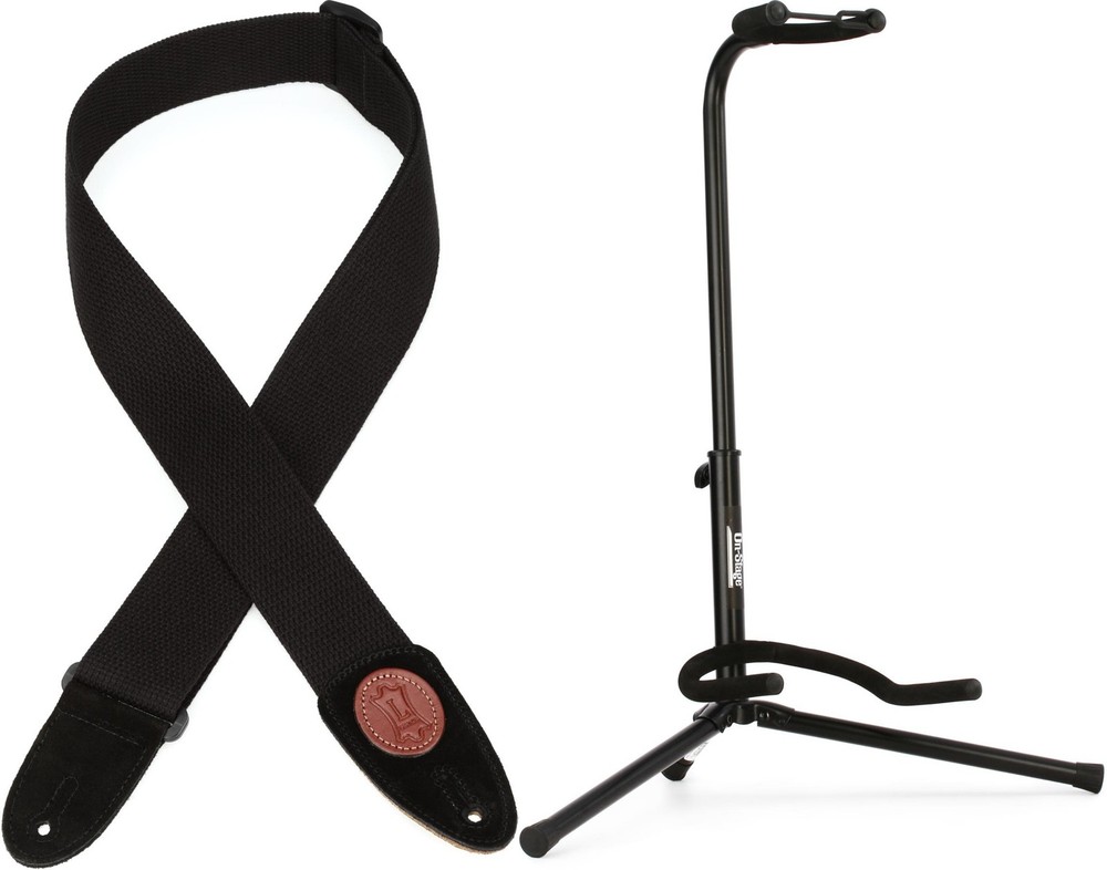 Levy's MSSC8 Cotton Guitar Strap - Black + On-Stage TMP-XCG-4 Value Bundle