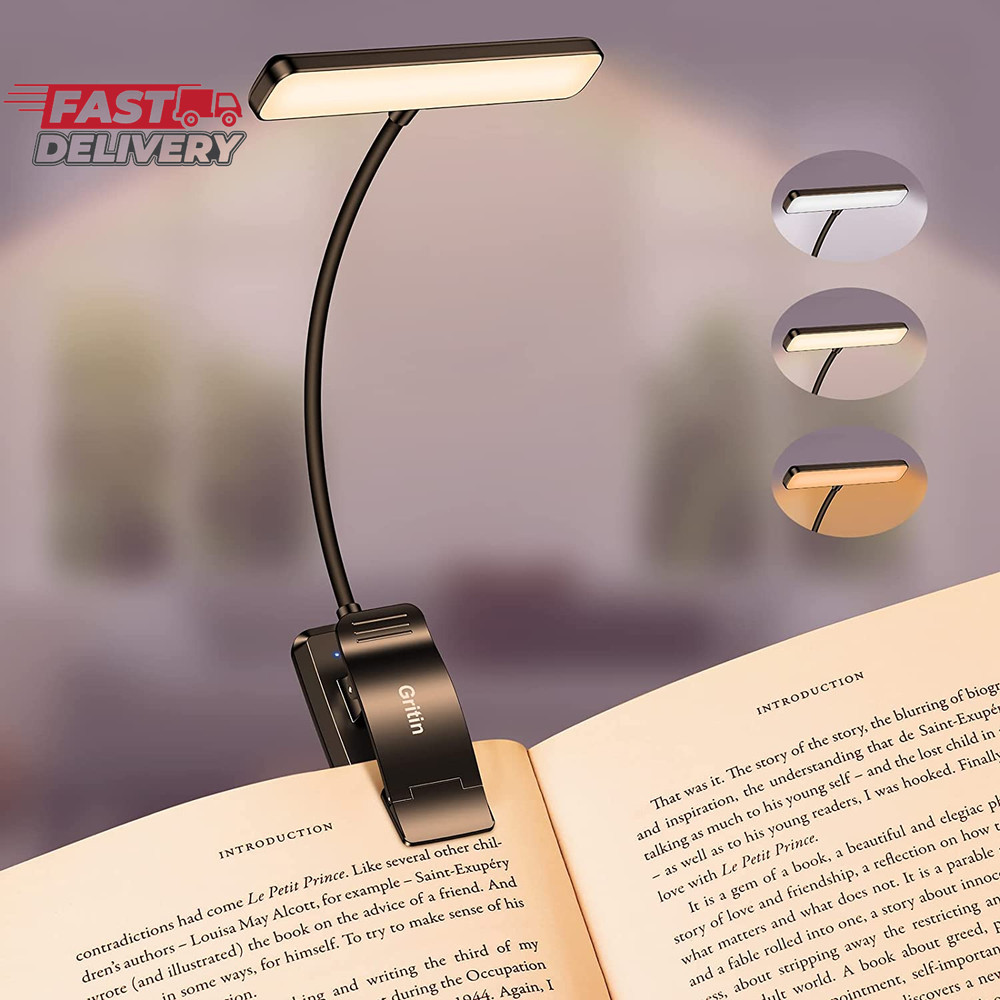 Gritin 19 LED Rechargeable Book Light for Reading in Bed with Memory Function- E
