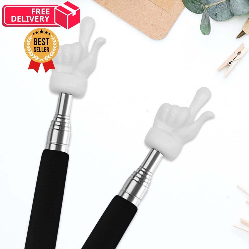 2Pcs Telescopic Teachers Pointer, Extendable Hand Pointer Finger Black