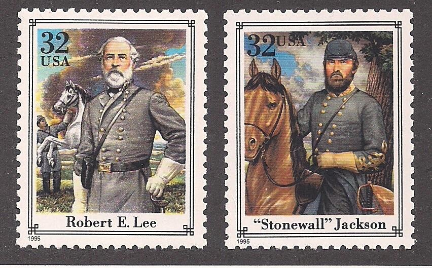 ROBERT E LEE & STONEWALL JACKSON - 2 U.S. POSTAGE STAMPS - MINT CONDITION