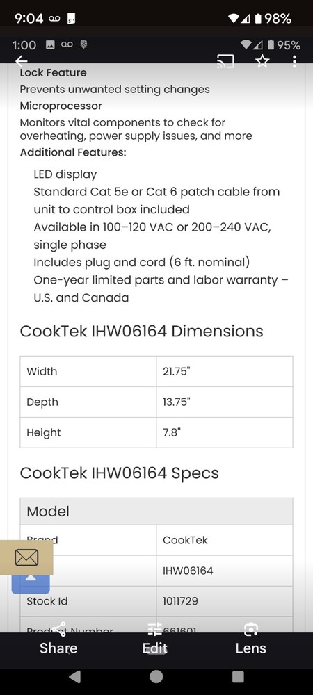 CookTek Induction Warmer