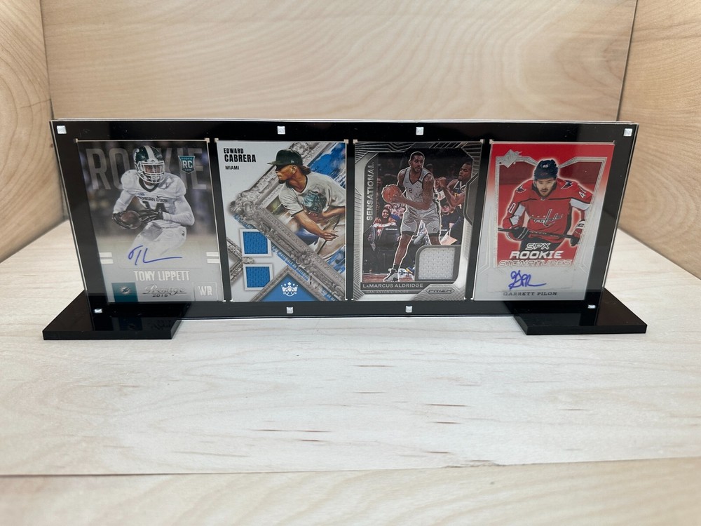 4 Card Sports Trading Card Magnetic Holder Heavy Duty Display Case Stand