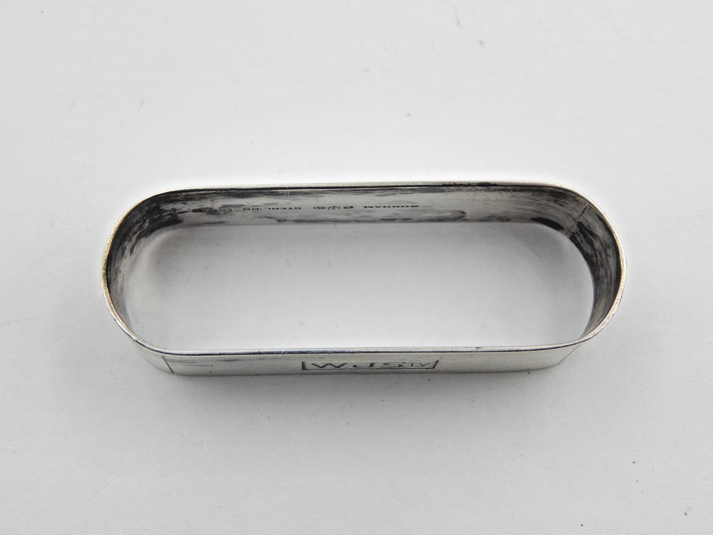 Vtg Gorham Rectangular Sterling Silver Napkin Ring / Holder ~ Monogrammed WJS IV