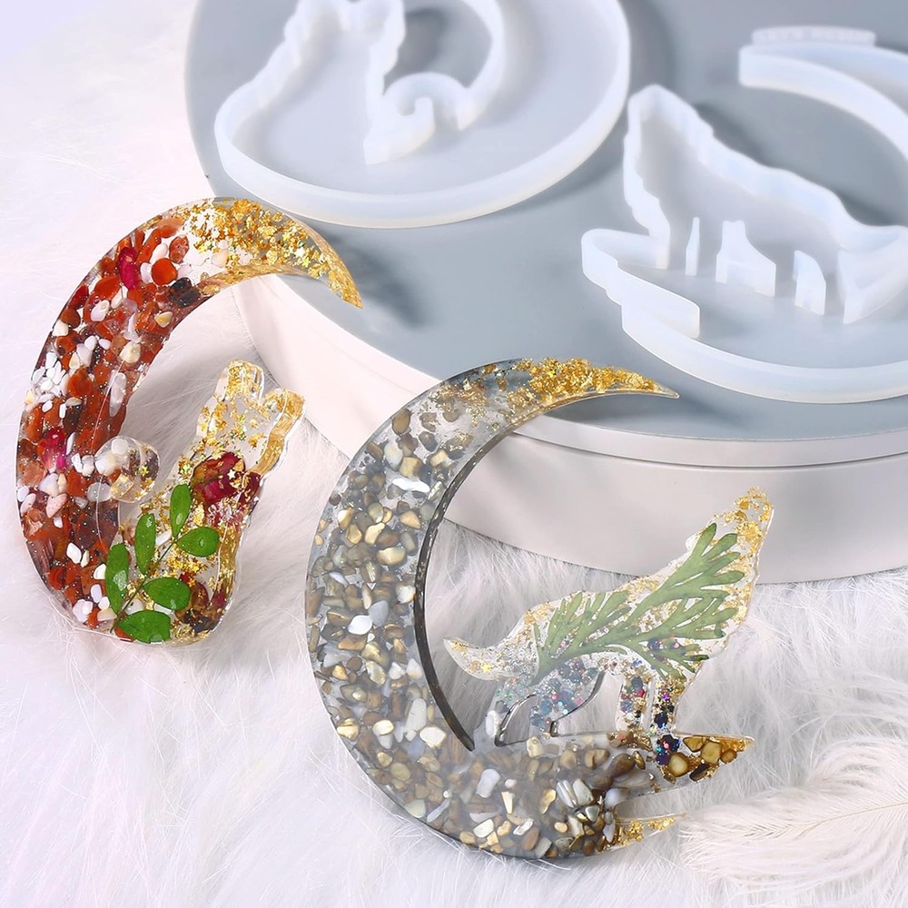 Bundle Crescent Moon Resin Mold and Axolotl