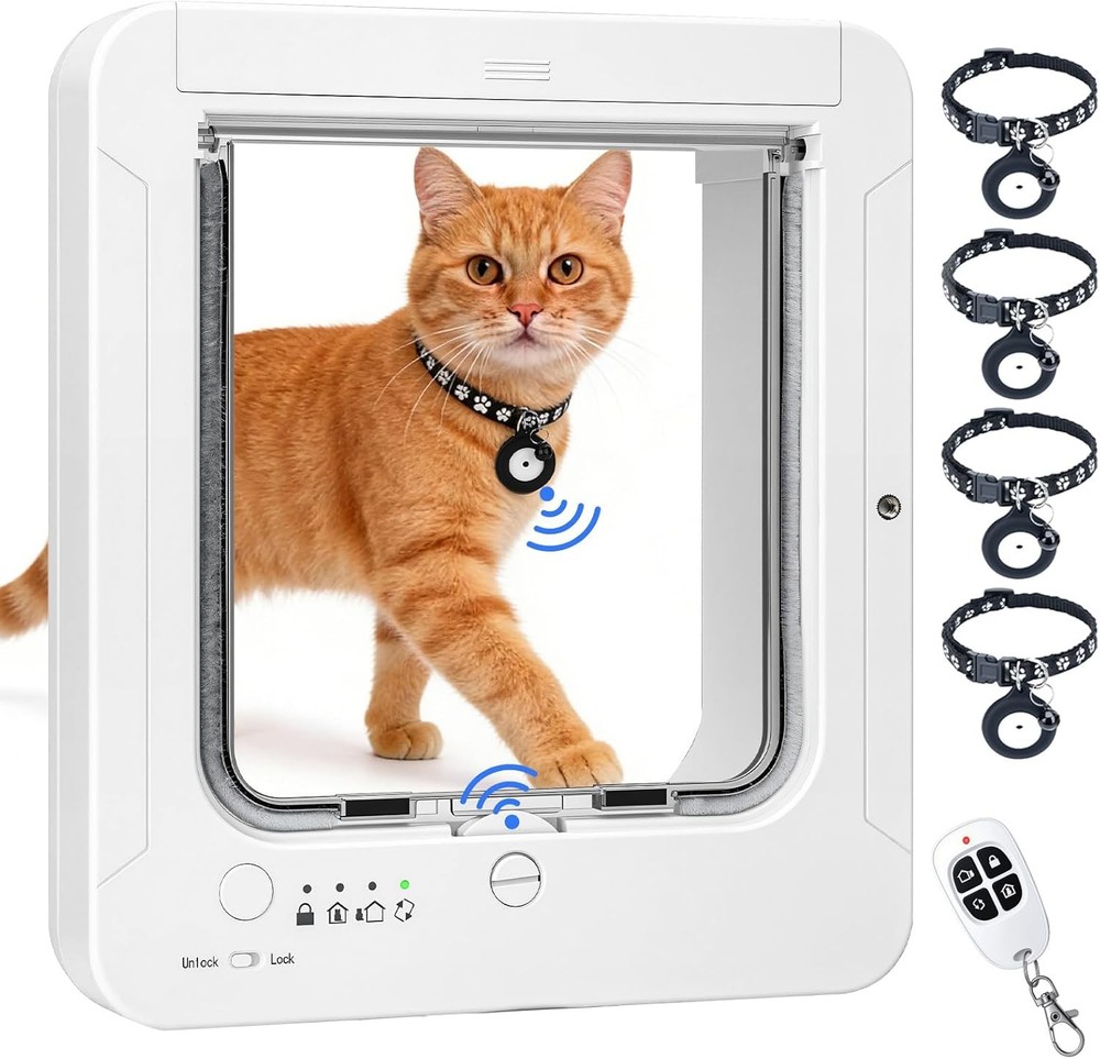 Smart Cat Door with 4 Collar Sensor Key RFID