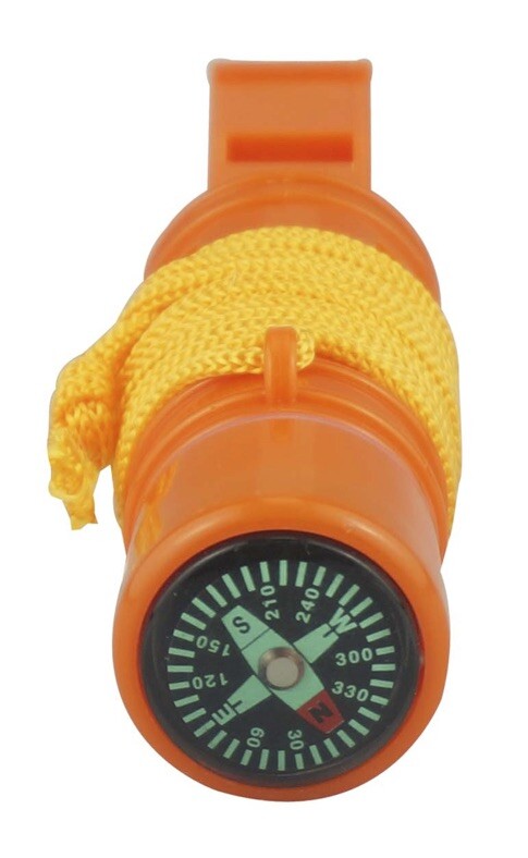 5in1 Camping Survival Whistle Compass Fire Starter Storage Container Mirror