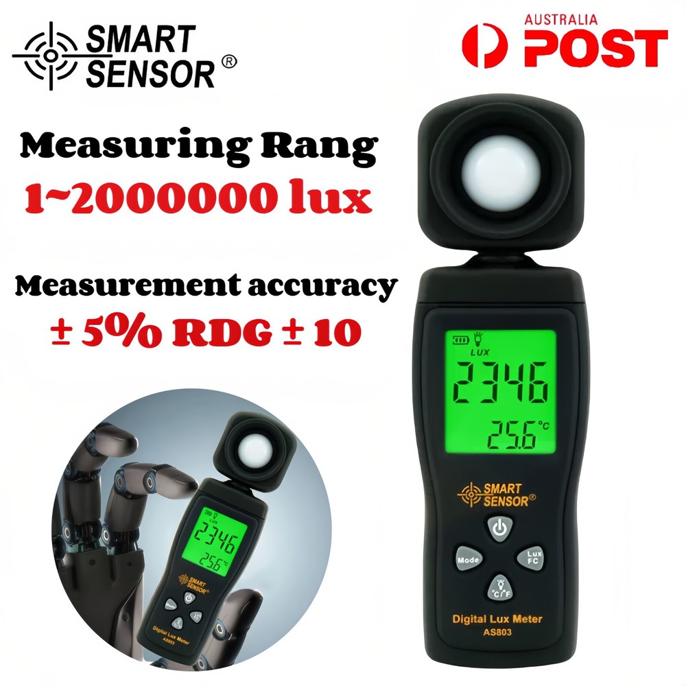 SMART SENSOR Digital Light Meter Luxmeter LCD Handheld UV Radiometer Photometer