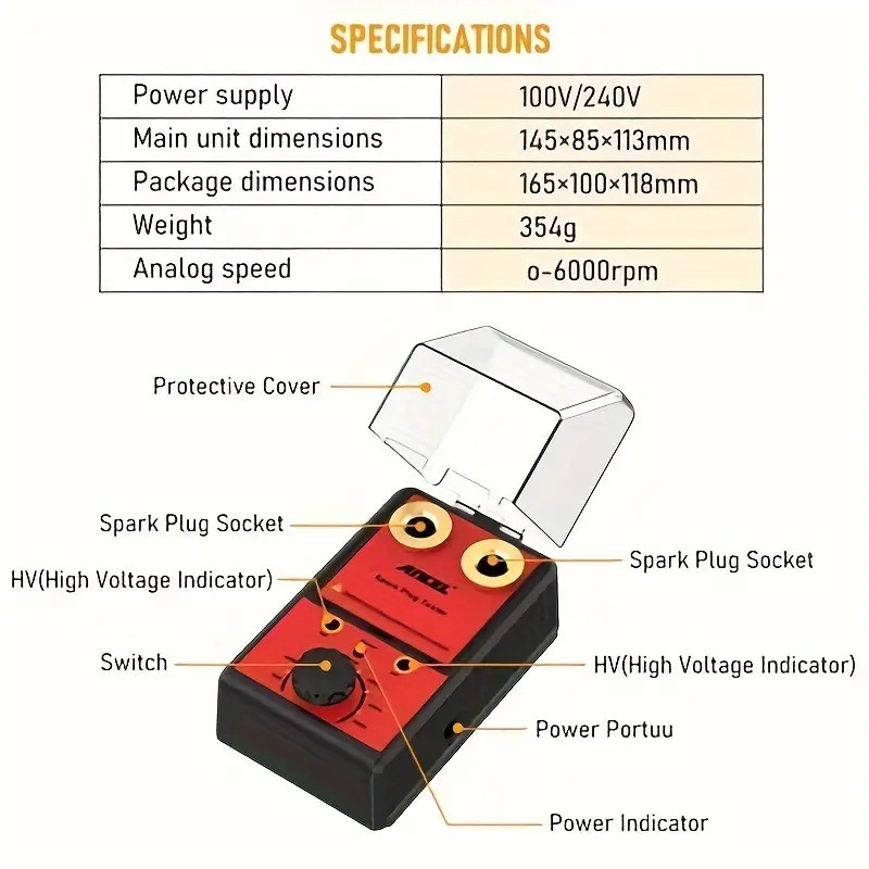 Spark Plug Tester Dual Hole Diagnostic Tool 12V Gasoline Ignition Analyzer US