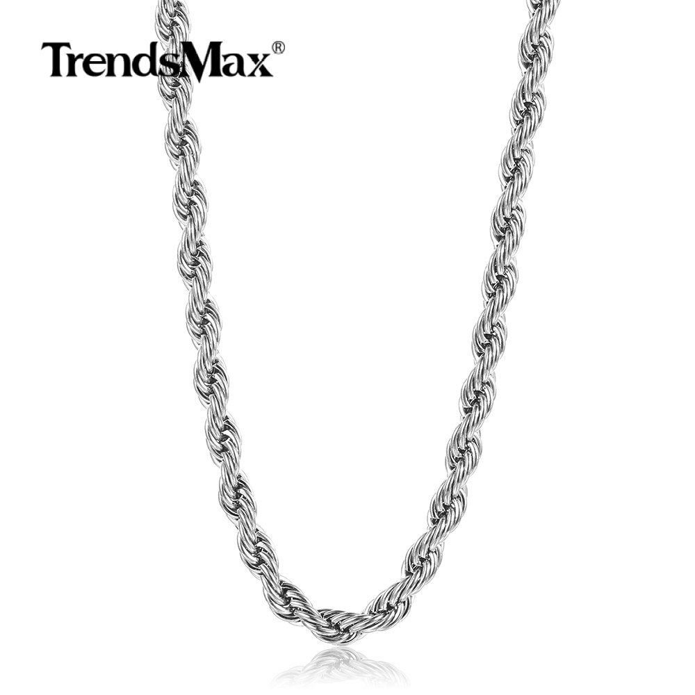3/5/7mm Twisted Rope Chain Gold Plated Stainless Steel Link Necklace Christmas