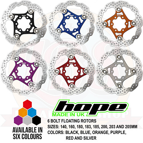 Hope 6 Bolt Floating Disc Rotor - All Colors and Sizes - Brand New