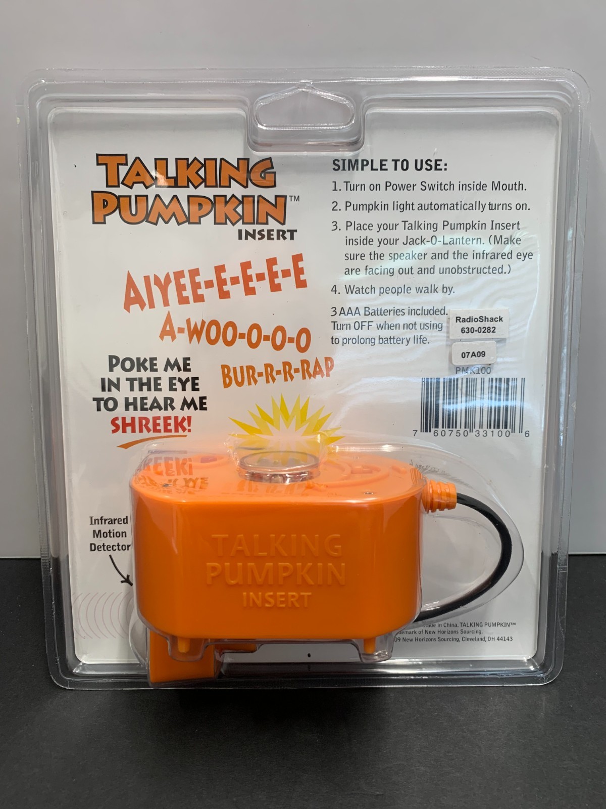 Talking Pumpkin Insert Motion Activated Light Sound Flashing Lights Halloween