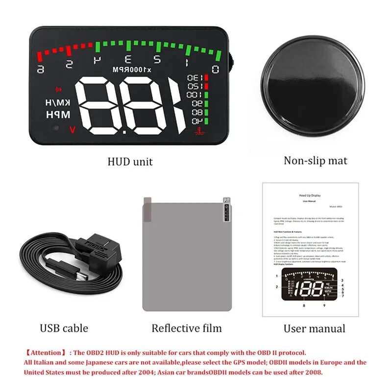 HUD Display Head-Up Display Car-Styling Overspeed Warning Windshield Projector