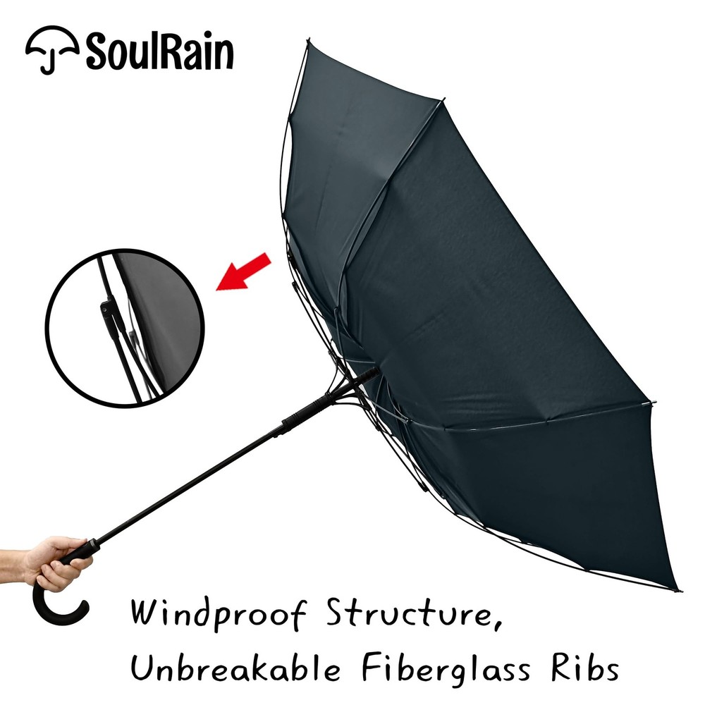 SoulRain 50 Inch Large Stick Umbrella Windproof Automatic Large, Charcoal