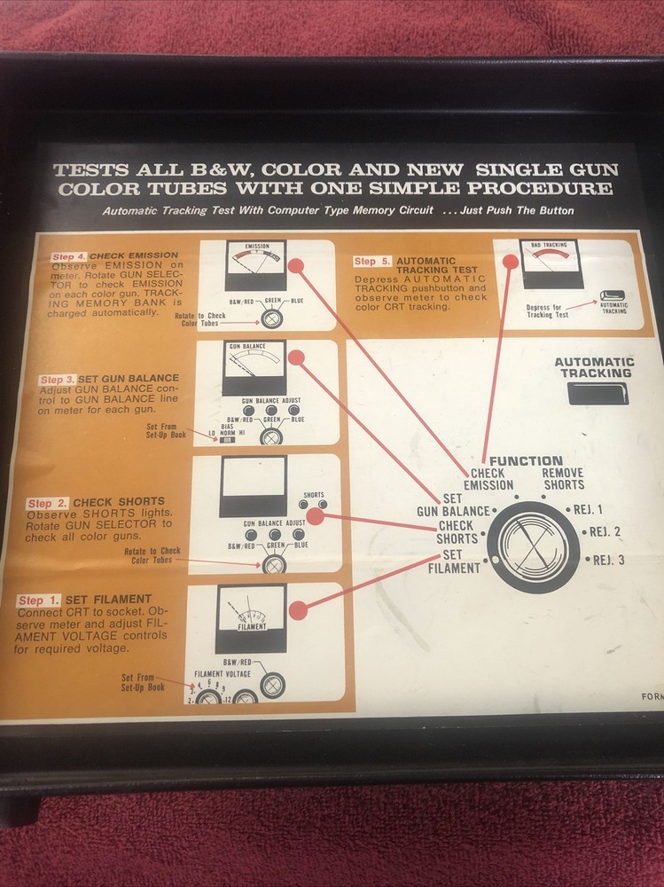 Sencore model CR-161 CRT checker with socket adaptors, working.