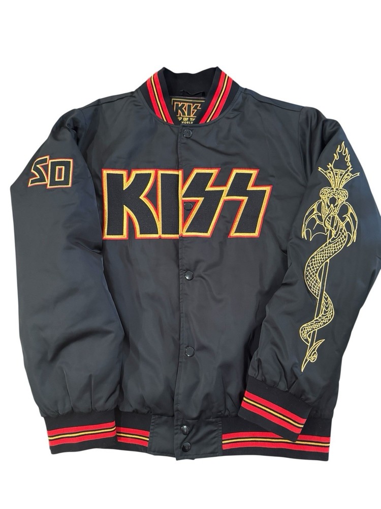 KISS END OF THE ROAD TOUR JACKET SATIN BLACK 50 Anniversary Size Medium Serpent