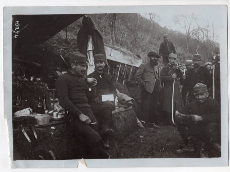 WWI French Soldiers Break for Coffee While on Campaign 5x7 Original M. Rol Photo