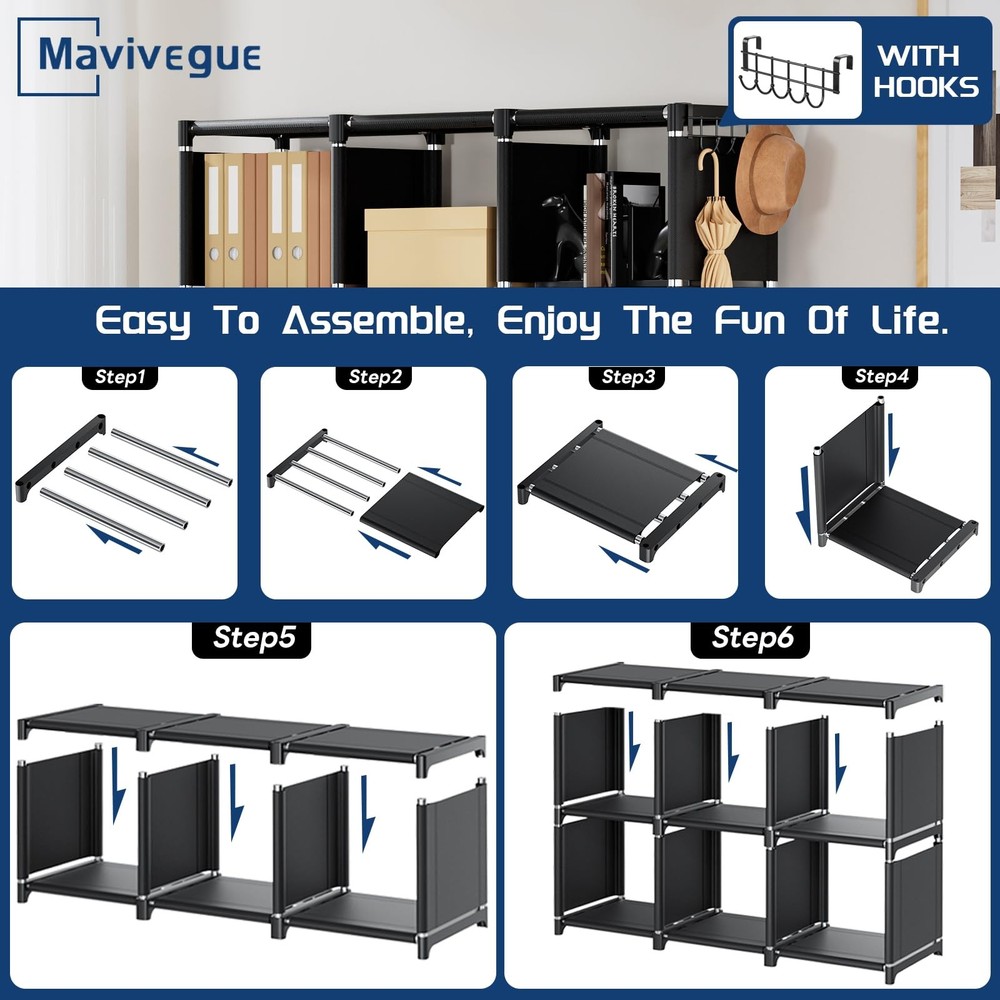 Mavivegue 18-Cube Extra Large Bookcase DIY Storage Organizer Shelf Unit