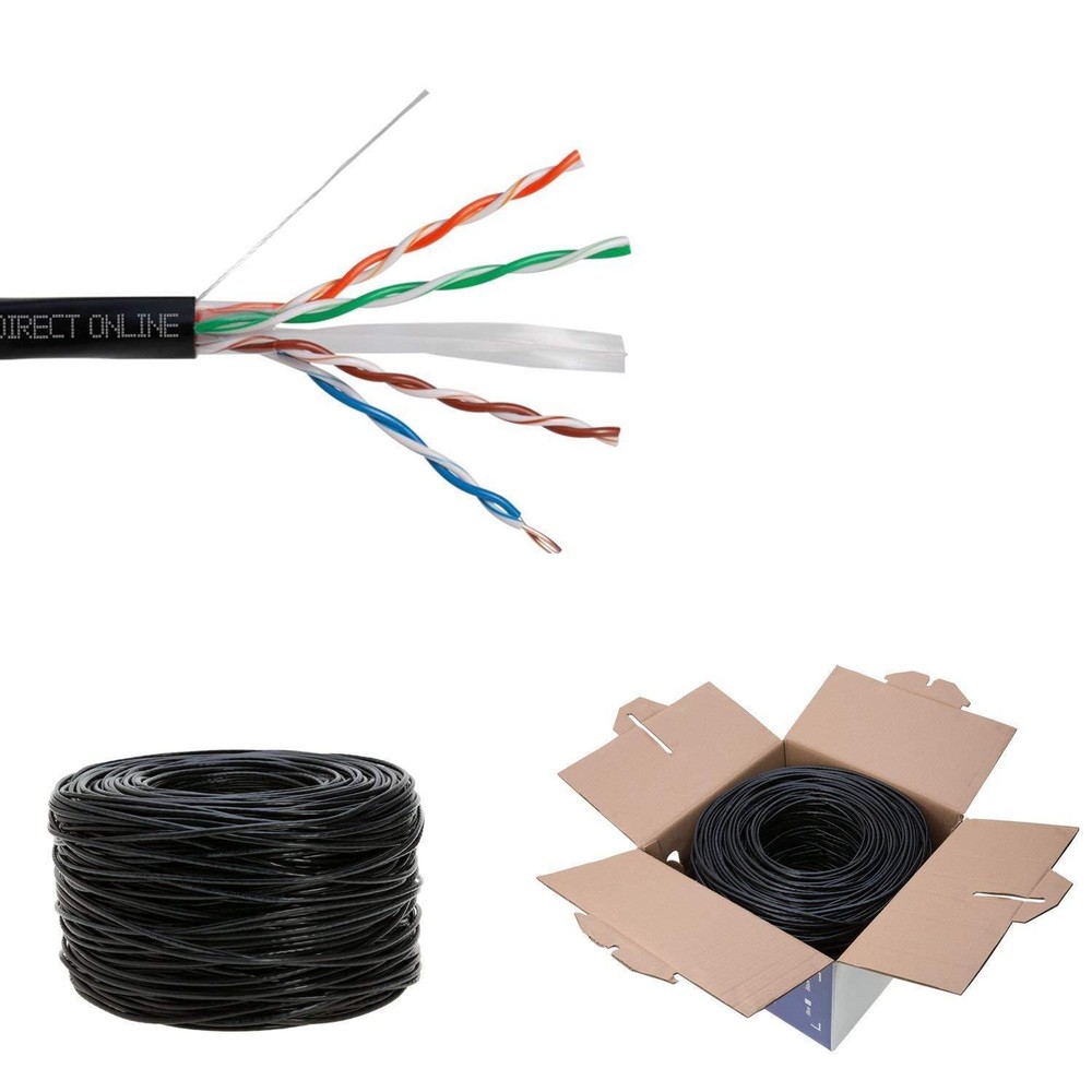 1000ft Cat6 Network Cable Outdoor Direct Burial 23AWG Solid Bulk Ethernet Wire