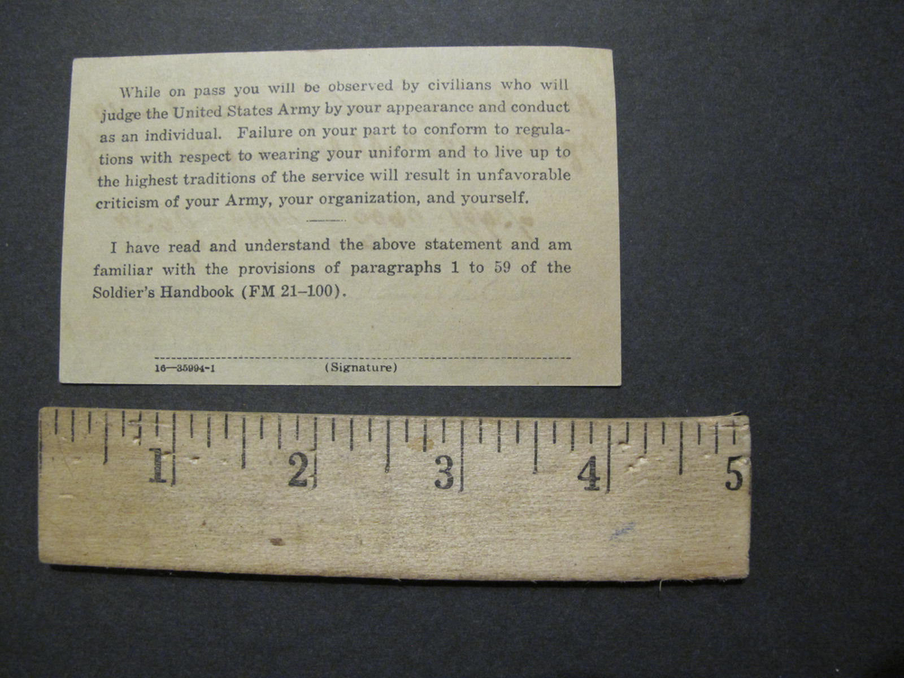 ORIGINAL WW2 U S ARMY ENLISTED MAN'S TEMPORARY PASS 488th AAA