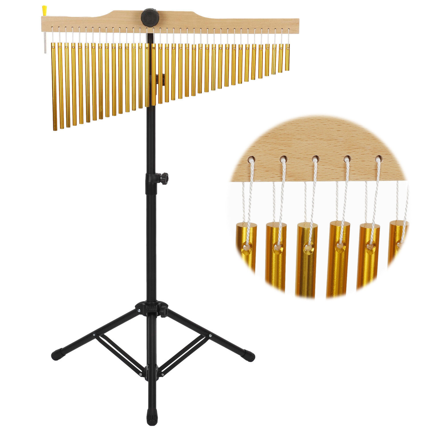 36-Tone Bar Chimes Single-Row Wind Chime W/Tripod Stand Stick Percussion Device