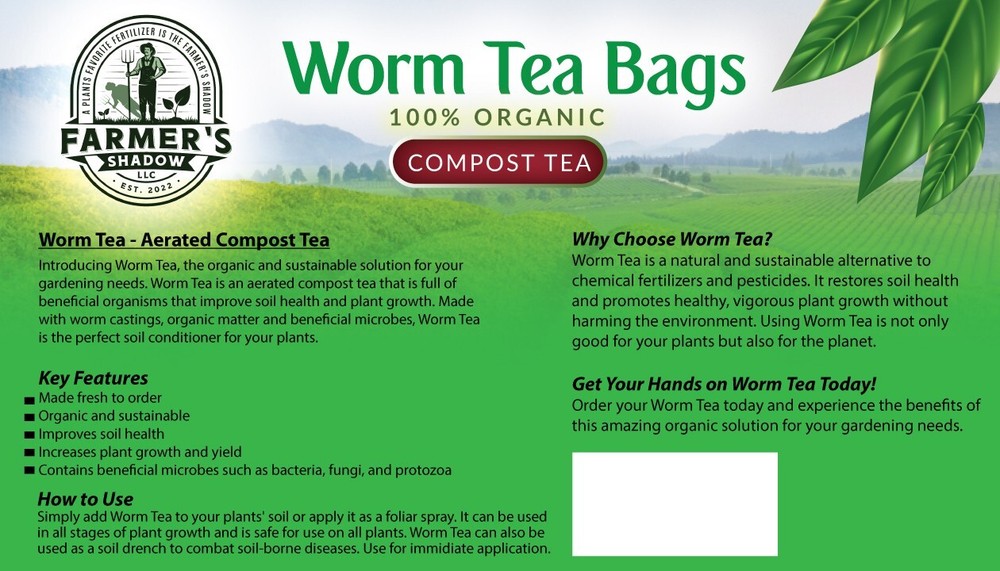 2 Cup Worm Tea Bag 6 pack
