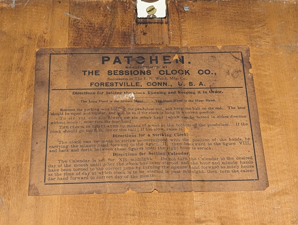 Antique Sessions Clock CO. "Patchen" Oak Calendar Wall Clock