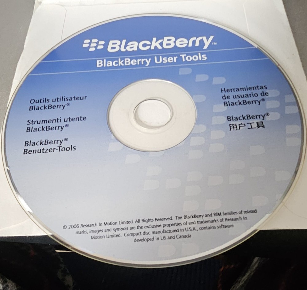 Blackberry User Tools Software Windows Computer PC CD-ROM 2006 Disc & Manual