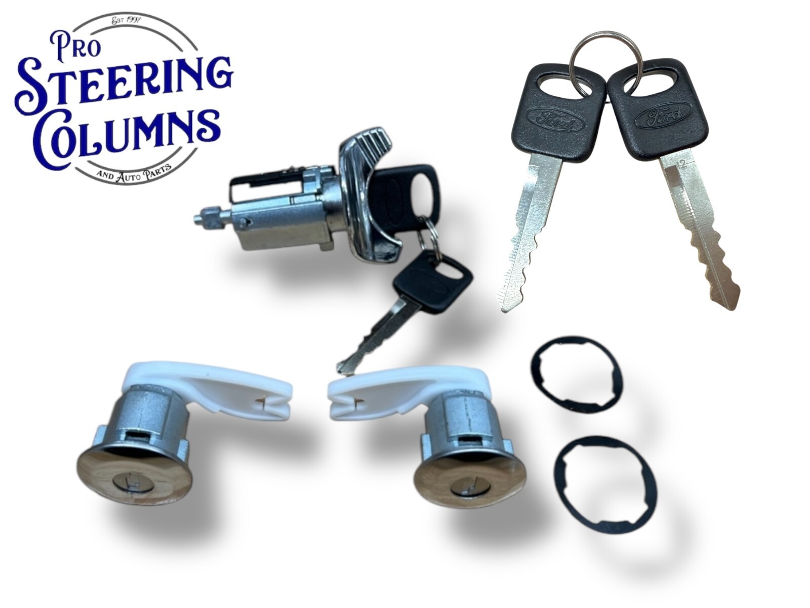 92-96 Bronco F-150 F-250 F-350 Ignition & Door Lock Cylinder Set 2 Ford OEM Keys