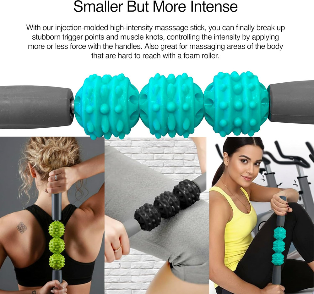 Foam Roller Set With: Hollow Core Roller, Muscle Roller Stick, Stretching Strap,