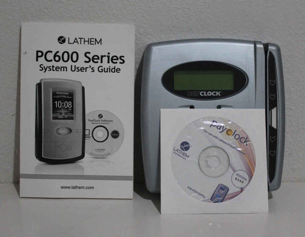 LATHEM PC400TX PayClock Time Clock Time Recorder With Power Supply