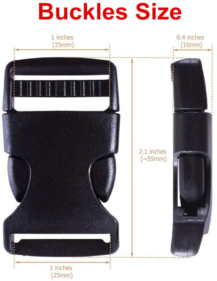 300PCS Plastic Webbing Straps Backpack 25MM (150* Slides Release & 150* Buckles)