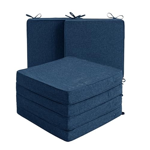 Outdoor Chair Cushions, Water-Resistant & Fade 18.5" x 16" 6 Pack Navy Blue