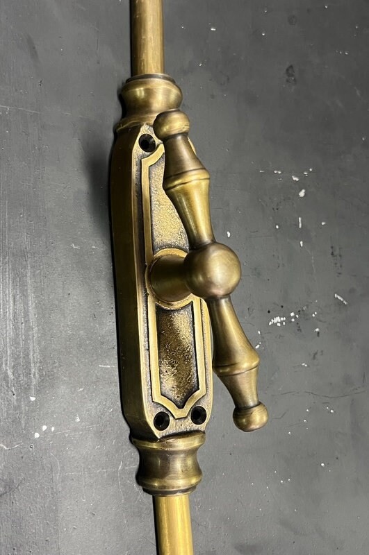 Solid Brass "T"‑Piece Cremone Set 110" (280cm) — Large Knob Version Cut‑to‑Size