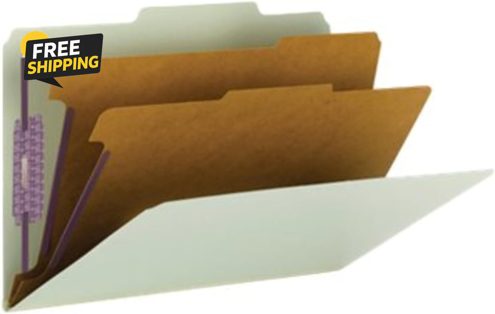 Pressboard Classification File Folder with Safeshield Fasteners, 2 Dividers