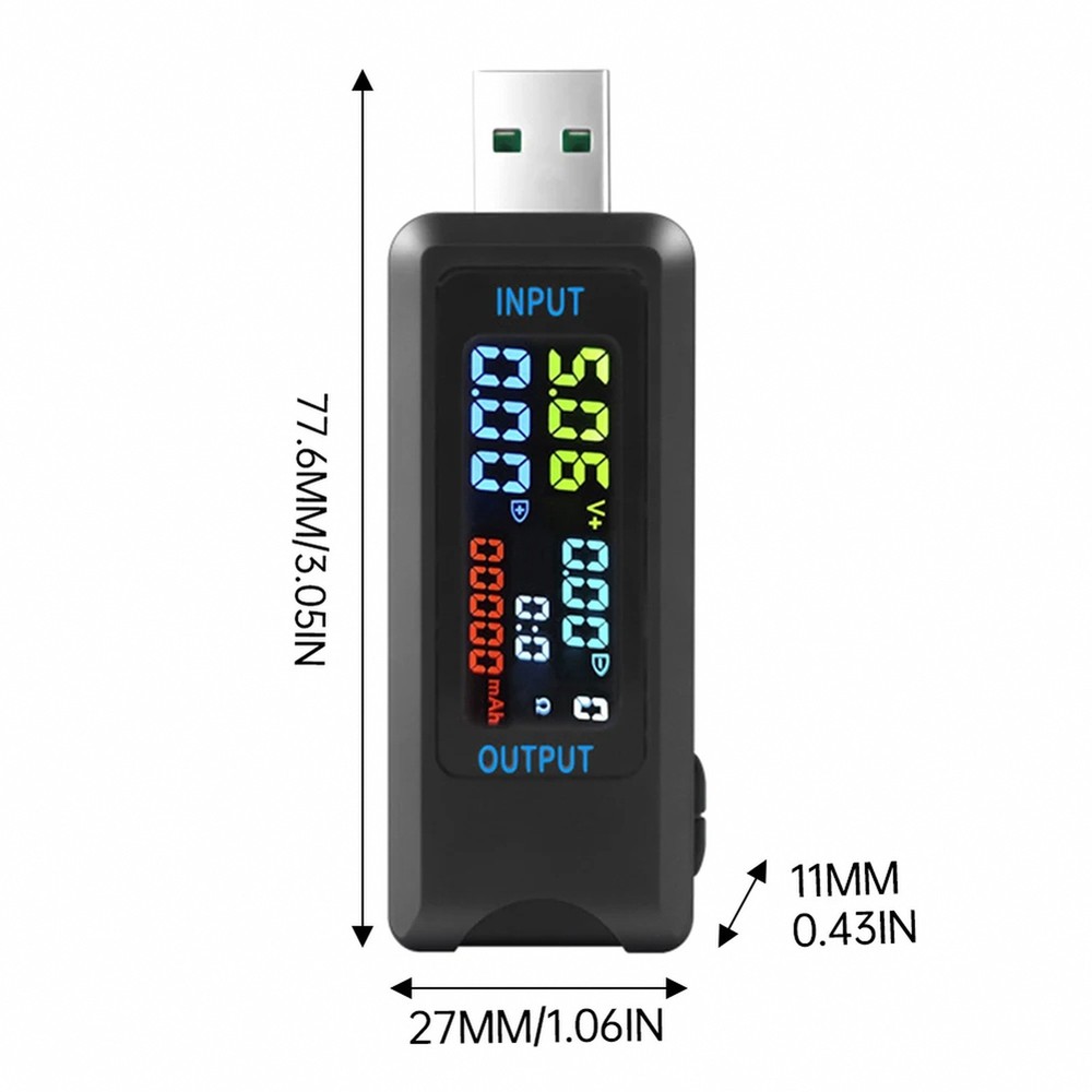 10 in 1 USB 4.5-36V 0-8A Voltmeter Current Voltage Meter Digital LCD Screen