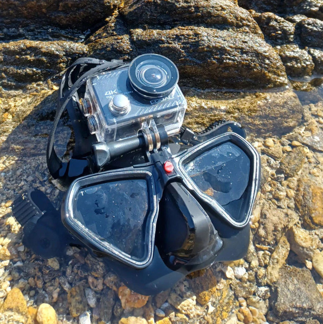 H. DESSAULT ELEMENT MASK WITH CAMERA MOUNT (STONE CAMO - GREY)