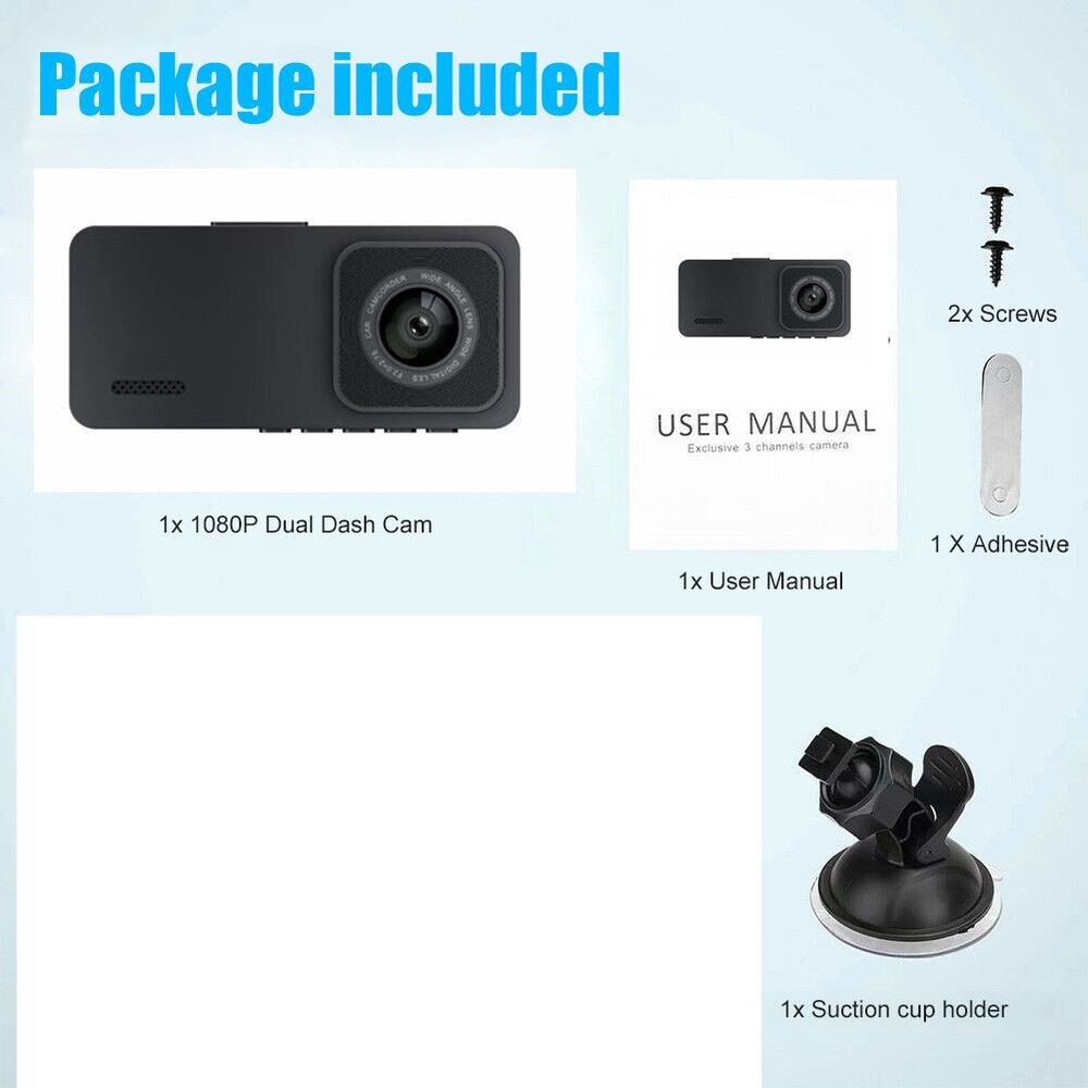HD Dash Cam Car DVR Front Inside Camera Video Recorder Registrator G-sensor