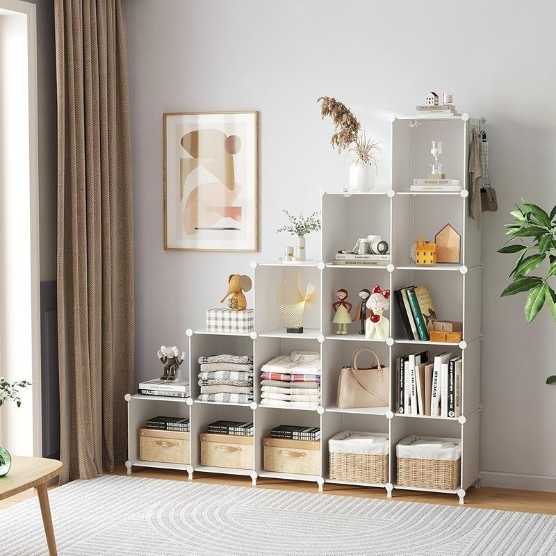 16 Cube Storage Organizer Modular Shelving Units Portable Multi-purpose Bookcase